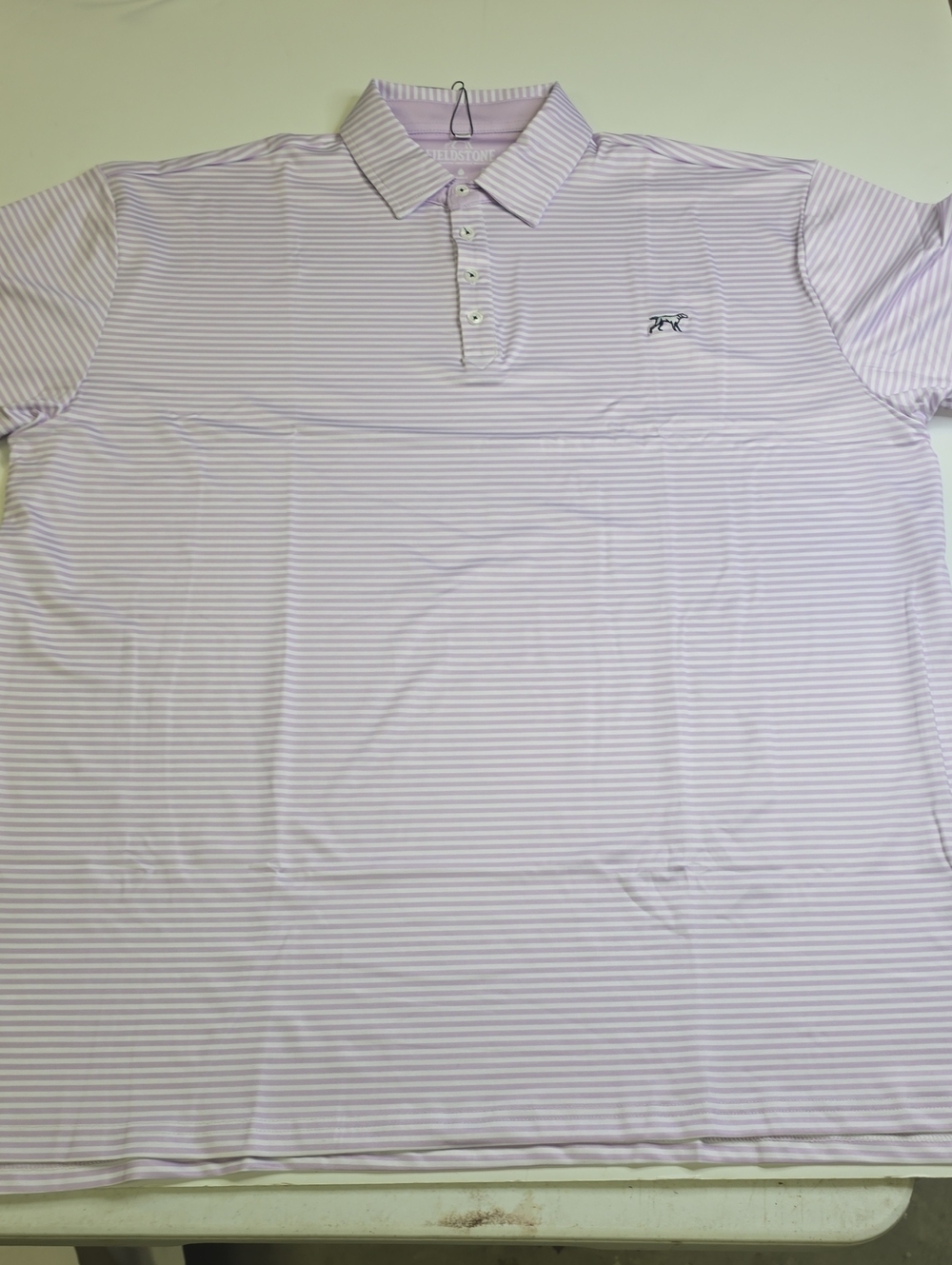 Men's Light Lavender Striped Polo Shirt with Subtle Logo